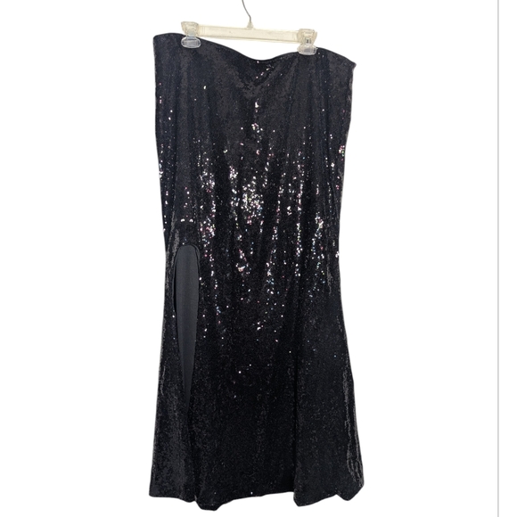 Eloquii Women's Dramatic Maxi Sequin Skirt NWT w/ Slit Black Special Occasion 20 - Picture 2 of 13
